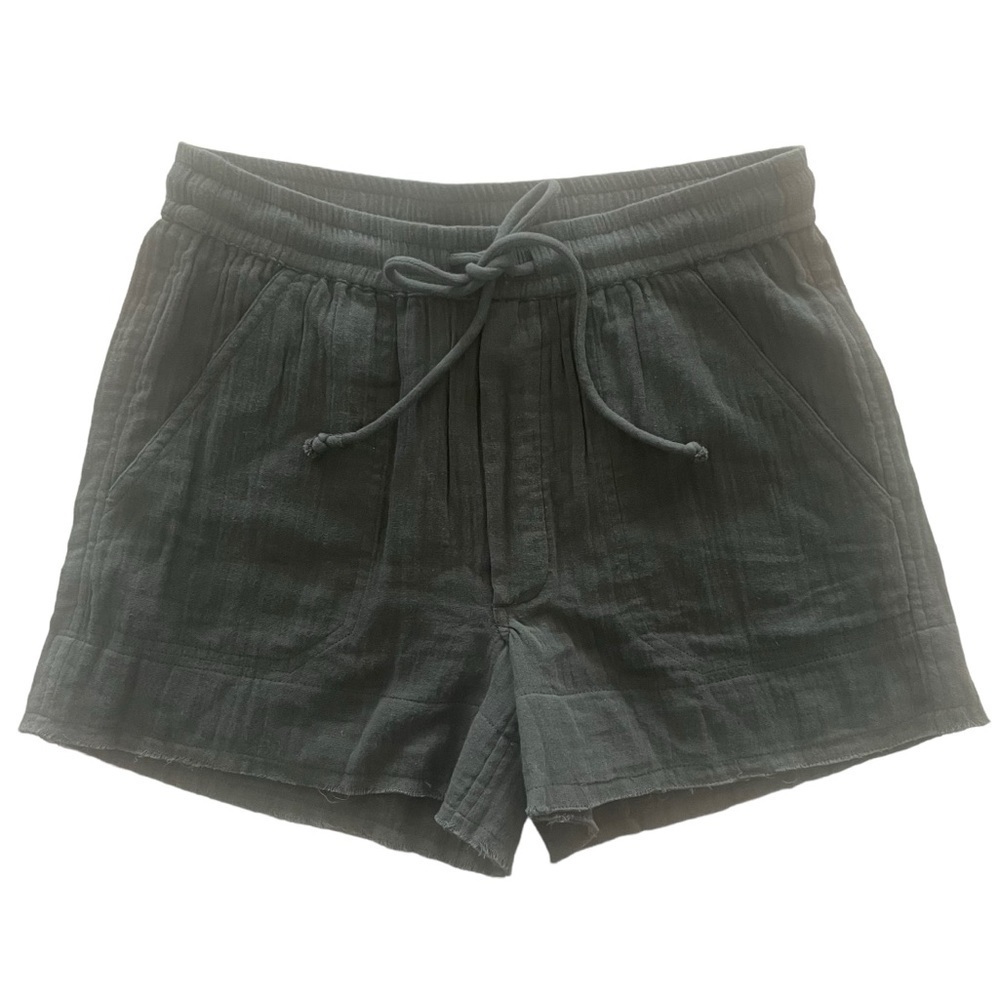Lilla P Double Cotton Gauze Raw Hem Shorts in Mineral Green Size XS New